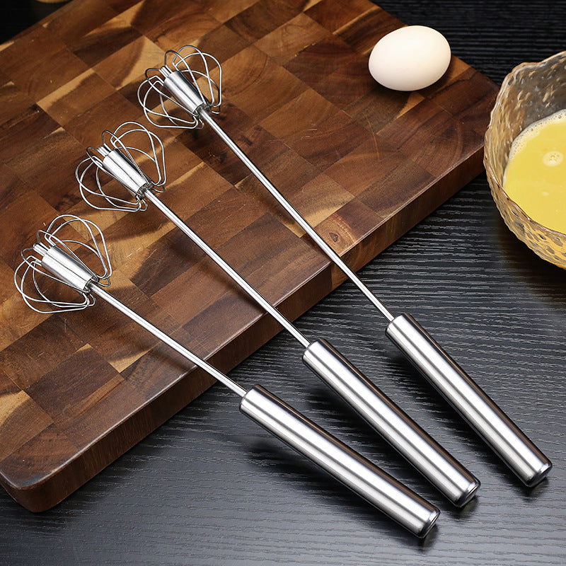 Push-Whisk Egg Beater – Semi-Automatic Stainless Steel Hand Mixer