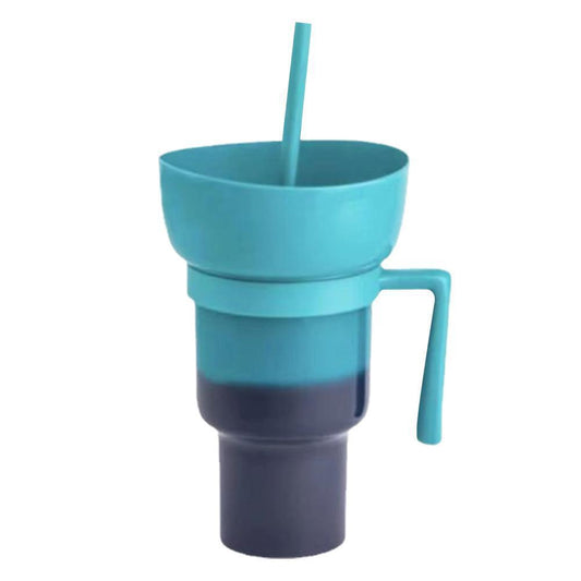 2-in-1 Snack and Drink Cup with Straw and Removable Snack Lid